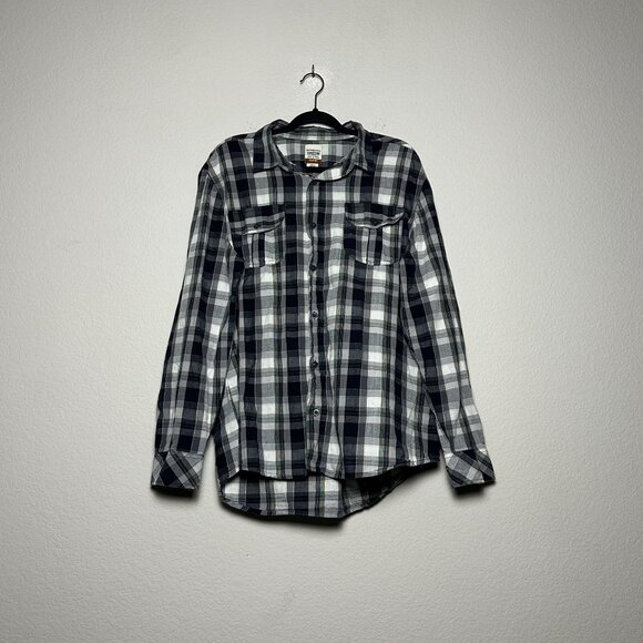 Levis Shirt Button Up Pockets Men XL White Checkered Plaid Western Rodeo Cowboy - Picture 1 of 16